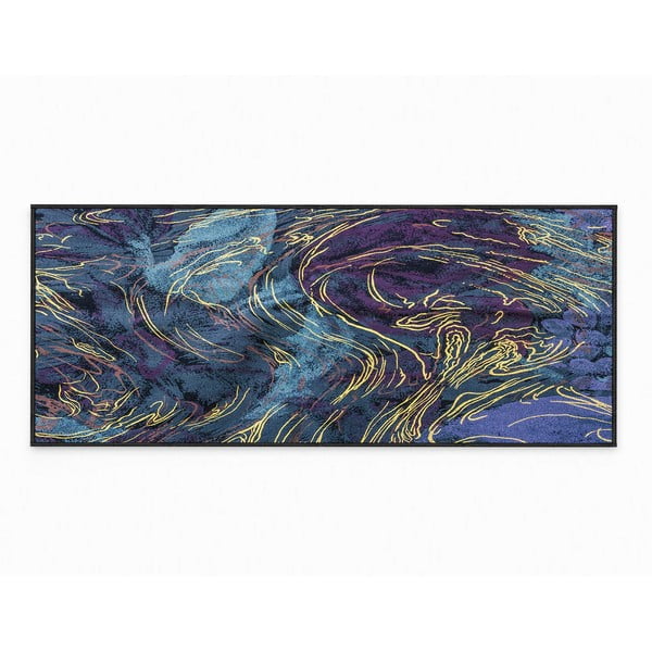 Runner blu lavabile scuro 80x200 cm Swirls - Oyo Concept