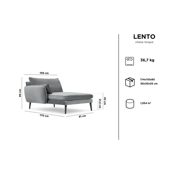 Poltrona lounge in velluto blu petrolio con gambe nere, angolo sinistro Lento - Kooko Home-image-4