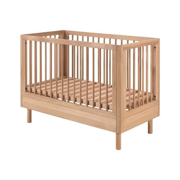 Lettino di colore naturale in rovere massiccio con altezza regolabile 60x120 cm Forrest – Vipack-image-4