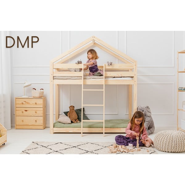 Casa/pavimento letto per bambini in legno di pino 90x200 cm in colore naturale Mila DMP - Adeko-image-1