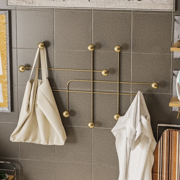 Attaccapanni da parete color oro in metallo Dama - Kalune Design-image-3