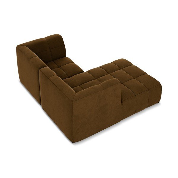 Divano angolare color senape (con penisola a sinistra/con chaise lounge) con rivestimento in velluto Aloha – Makamii-image-4