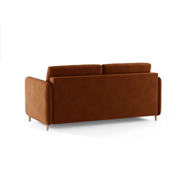 Divano color terracotta per il riposo quotidiano con rivestimento in velluto 184 cm – Micadoni -image-3