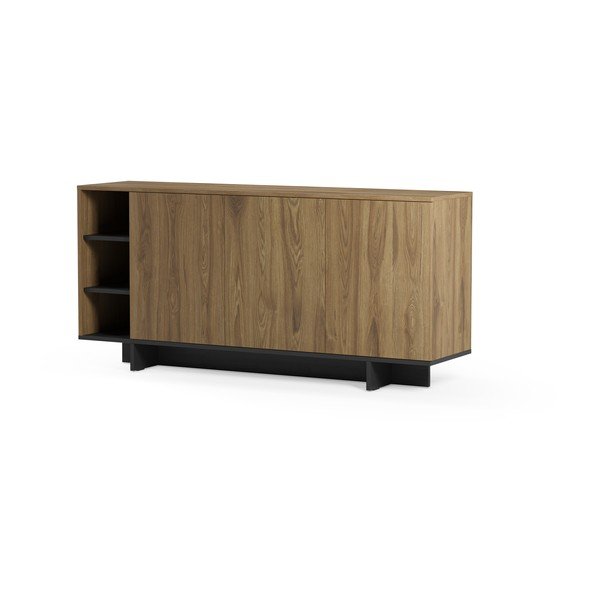 Armadietto nero/di colore naturale con effetto rovere 170x80x40 cm Cequoia – Marckeric-image-2