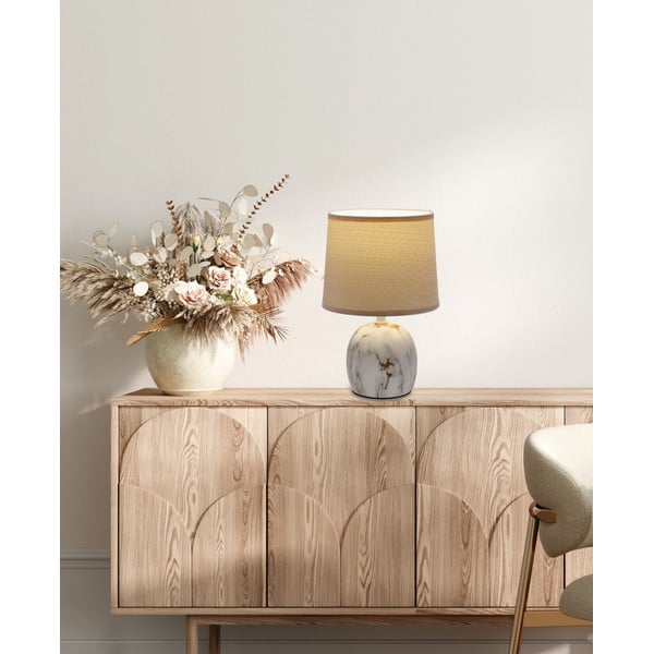 Lampada da tavolo color crema con paralume in tessuto (altezza 25 cm) Adelina - Candellux Lighting-image-1