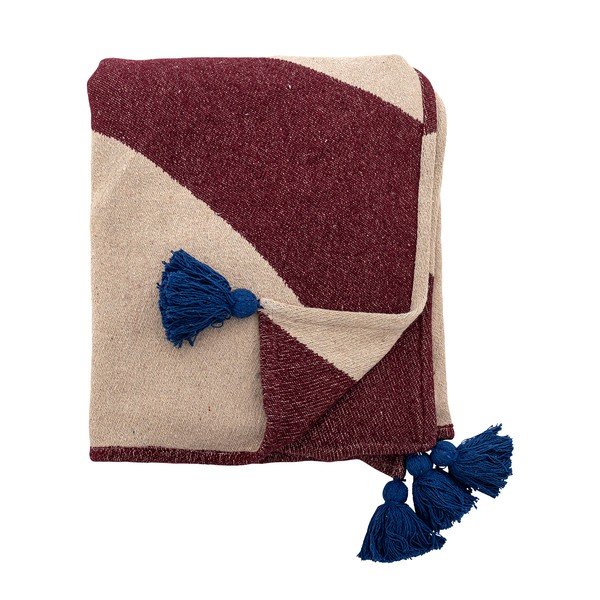 Coperta rossa/beige in cotone riciclato 130x160 cm Cimmi – Bloomingville