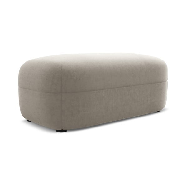 Poggiapiedi beige con rivestimento in velluto Moana – Makamii-image-1