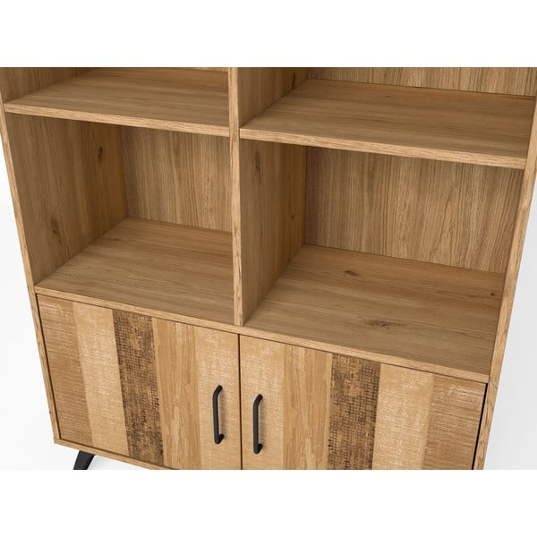 Libreria in rovere decorato in colore naturale 92x160 cm Nordic - Marckeric-image-1