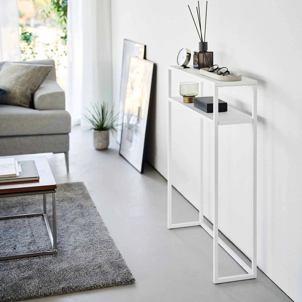 Tavolo consolle bianco in metallo 18x60 cm Tower – YAMAZAKI-image-3