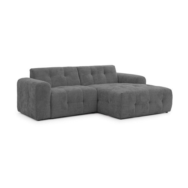 Divano angolare grigio scuro (con penisola a destra/con chaise lounge) Melva – Ropez