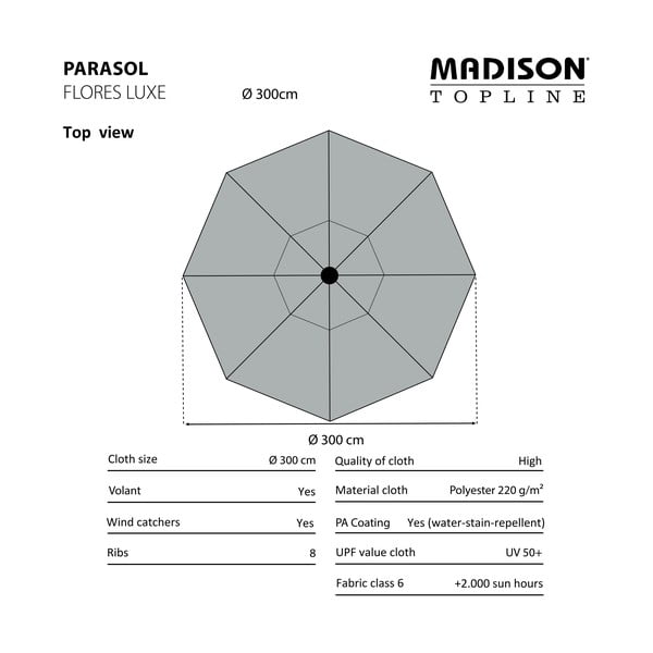 Ombrellone blu ø 300 cm Flores - Madison-image-2