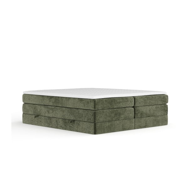 Letto boxspring verde scuro con contenitore/senza testiera 140x200 cm Juniper – Maison de Rêve