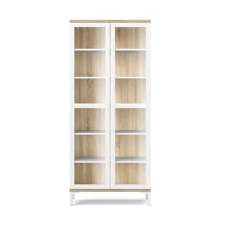 Vetrina bianca e di colore naturale con effetto rovere 89x203x36 cm Roomers – Tvilum
