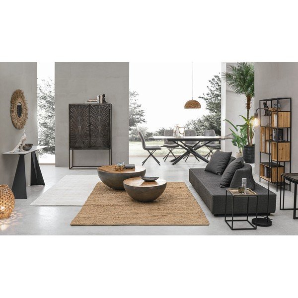 Tavolino da salotto rotondo grigio/di colore naturale in metallo ø 90 cm Lancaster – Bizzotto-image-4