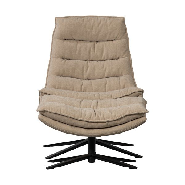 Poltrona con poggiapiedi di colore naturale girevole con rivestimento in ciniglia Kube – WOOOD-image-3