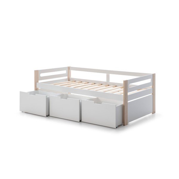 Letto bianco con 3 cassetti 90 x 190 cm Keisly - Marckeric-image-3