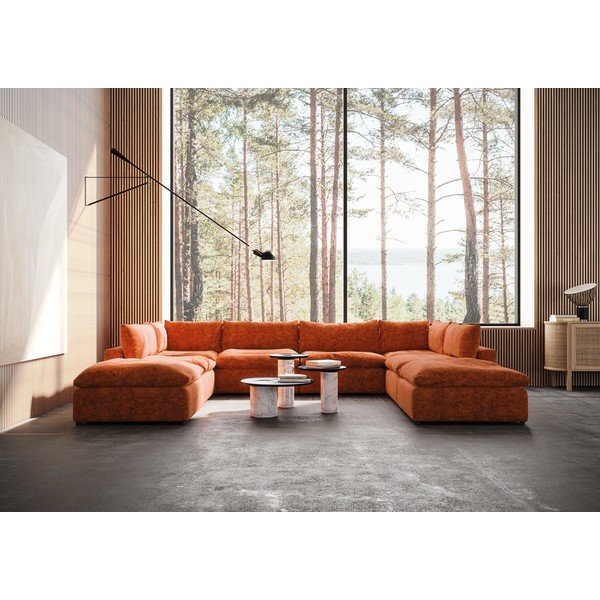 Divano angolare a forma di "U" color mattone Moonlight - Furninova-image-1