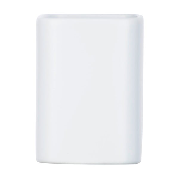 Bicchiere per spazzolino in ceramica bianca opaca Hexa - Wenko-image-2