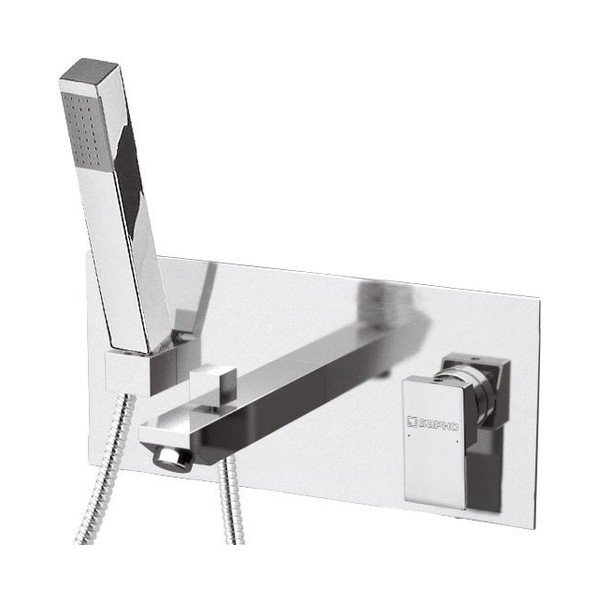 Rubinetto per vasca da bagno in argento lucido da incasso (con due uscite) Latus – Sapho