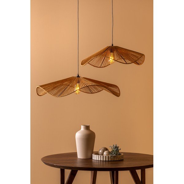 Lampadario di colore naturale in metallo con paralume in carta lavorata ø 80 cm Sombra – Leitmotiv-image-1