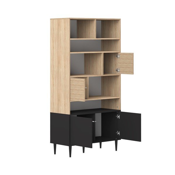 Libreria nera in rovere 90x180 cm Horizon - TemaHome-image-3
