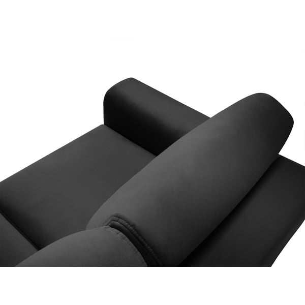 Divano angolare grigio scuro allungabile e con contenitore con rivestimento in velluto Kyoto – Cosmopolitan Design-image-4