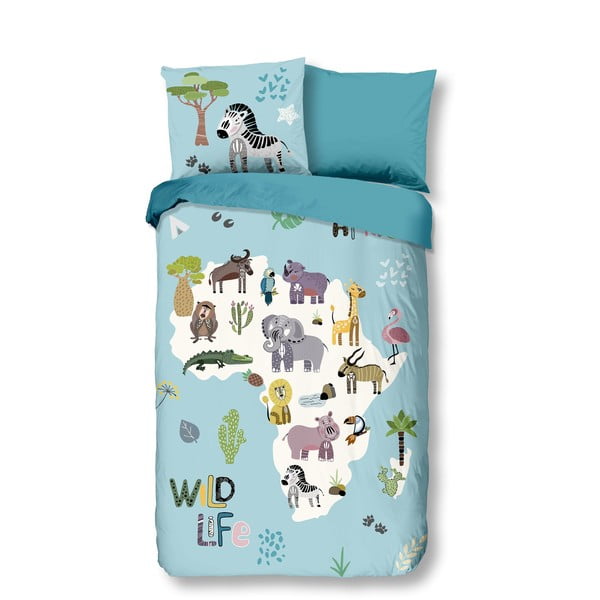 Biancheria da letto singola in cotone per bambini Wild Life, 140 x 200 cm - Good Morning