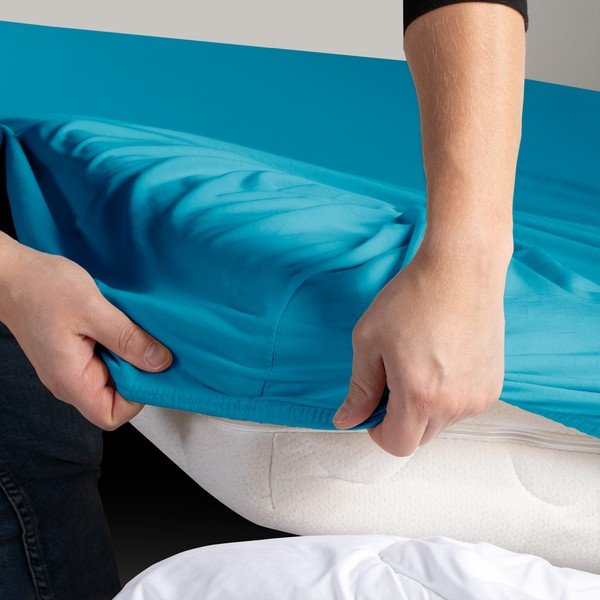 Lenzuolo con angoli blu in jersey 120x200 cm Amber – Restilo-image-1