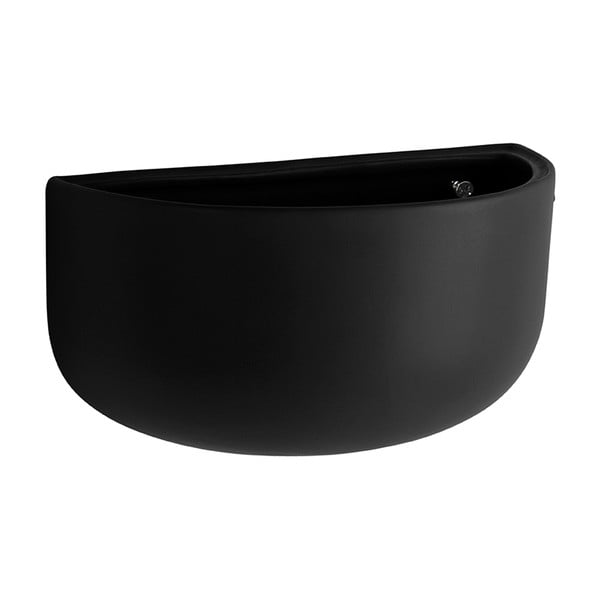 Vaso da parete in ceramica nera opaca Nest Oval - PT LIVING-image-1