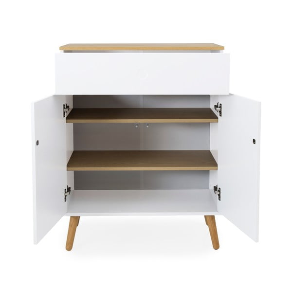 Cassettiera bianca con gambe in rovere, larghezza 79 cm Dot - Tenzo-image-3