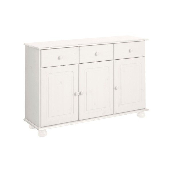 Cassettiera bianca a tre ante in legno di pino massiccio Ella - Støraa-image-3