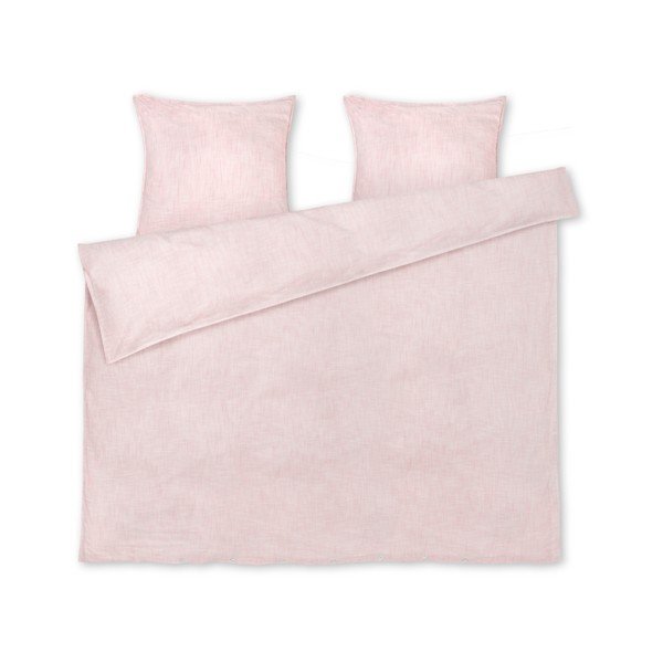 Biancheria da letto matrimoniale in cotone biologico bianco e rosa 200x220 cm Monochrome Lines - JUNA