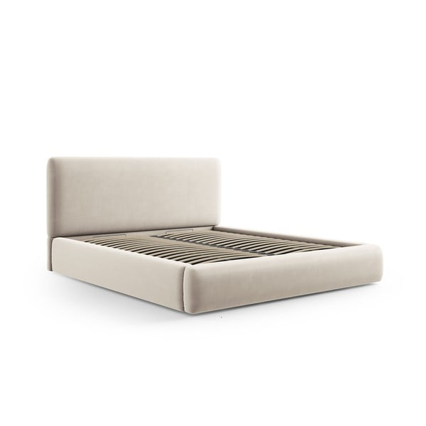 Letto matrimoniale imbottito beige con contenitore e doghe 180x200 cm Colonel - Cosmopolitan Design