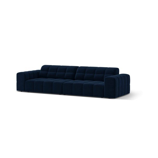 Divano blu scuro con rivestimento in velluto 252 cm Chicago – Cosmopolitan Design-image-1