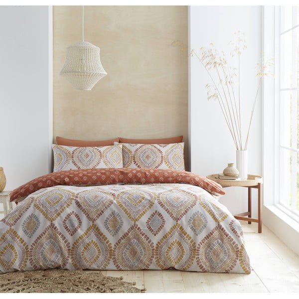 Biancheria da letto in cotone arancio-beige 200x200 cm Ziri Geo - Pineapple Elephant-image-2