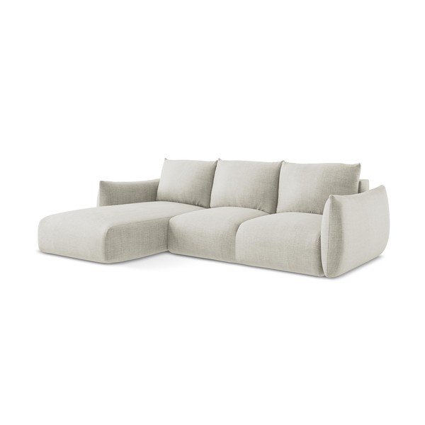 Divano angolare beige allungabile (con penisola a sinistra/con chaise lounge) Leila – Makamii-image-2