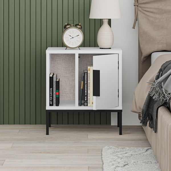 Comodino bianco con ripiani Lani - Marckeric-image-4