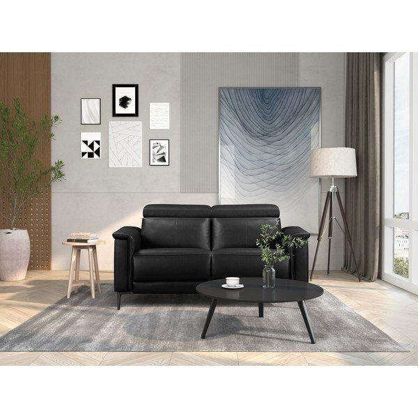 Divano nero in similpelle 160 cm Lund - Støraa-image-1