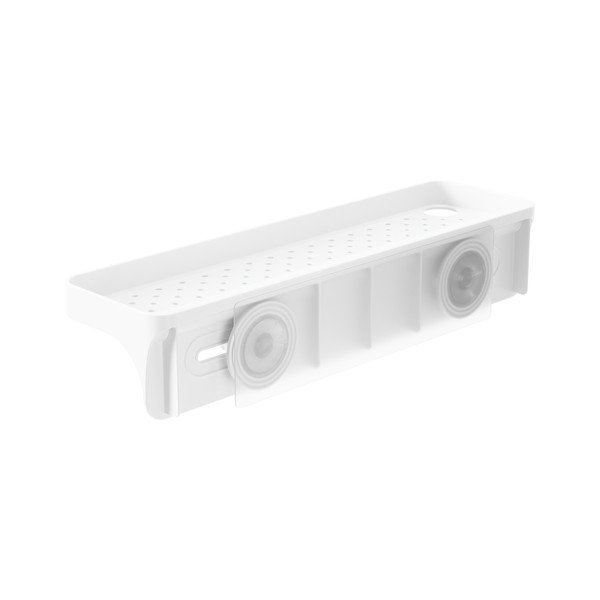 Mensola da bagno autoportante bianca in plastica riciclata Flex Adhesive - Umbra-image-2