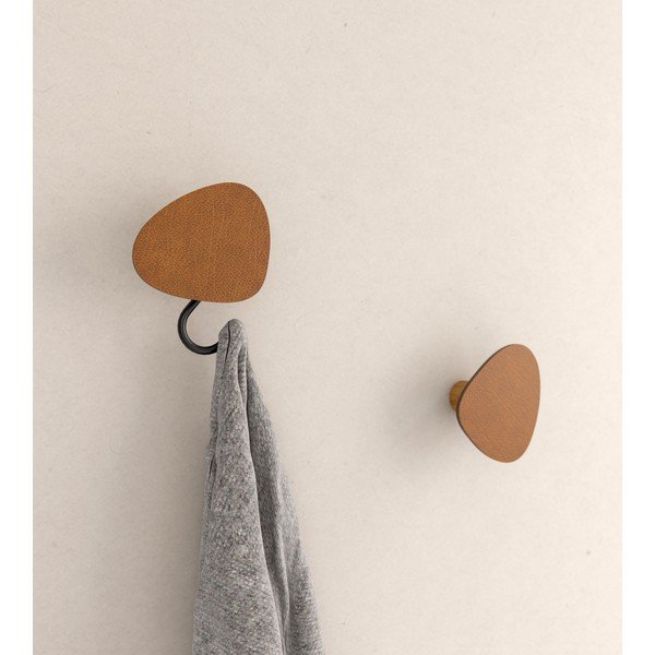 Gancio da parete marrone cognac in acciaio Dot L Bull – LIND DNA-image-1