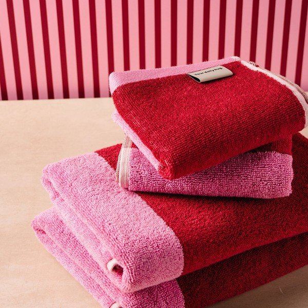 Set di asciugamani tipo terry rosa in cotone 2 pz 30x50 cm Pixie – ONA-image-1
