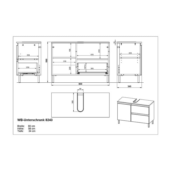Mobile bianco sotto il lavabo 80x56 cm Salinas - Germania-image-4