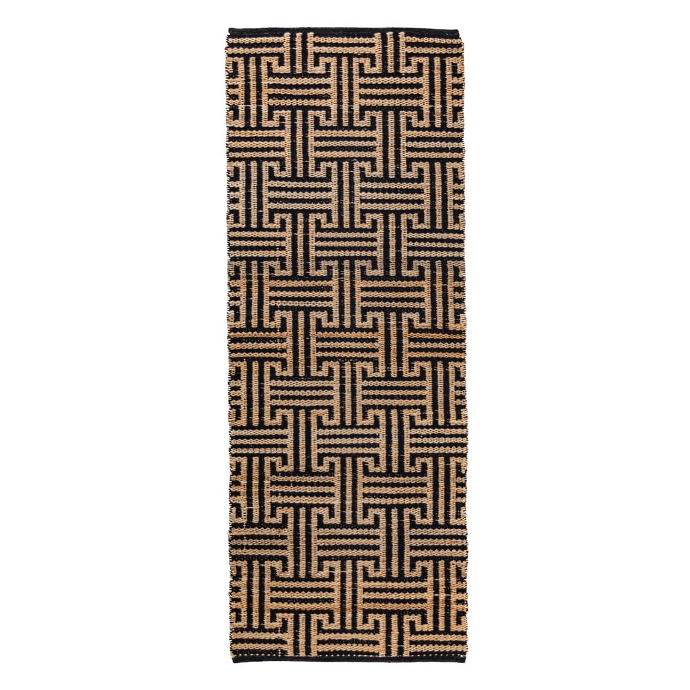 Passatoia nera/di colore naturale in misto iuta tessuta a mano 80x230 cm Meander Jute – Flair Rugs | Tappeti