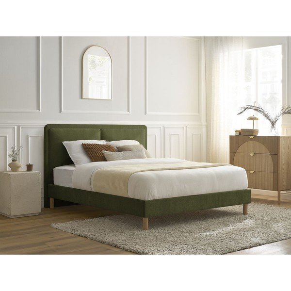 Letto matrimoniale imbottito verde imbottito con rete inclusa 140x190 cm Mara – Bobochic Paris-image-1