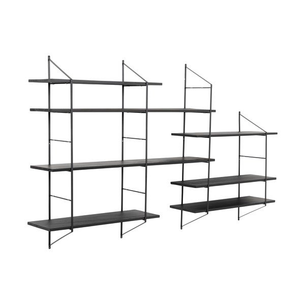 Scaffale nero in legno massiccio pavlovnia 196 cm Belfast - Actona-image-2