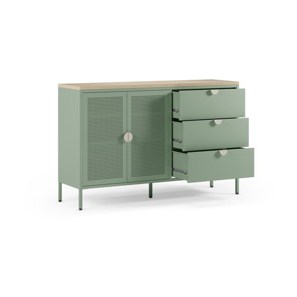 Credenza color menta/di colore naturale in metallo 140x90x40 cm Sayla – Marckeric-image-2