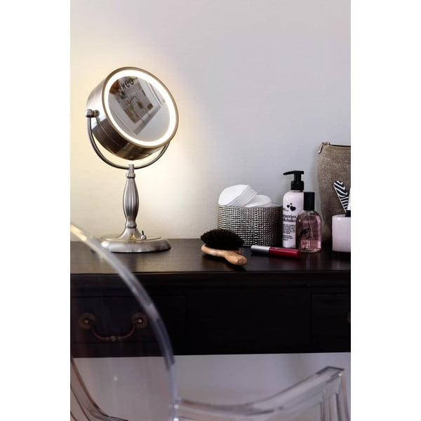 Specchio da tavolo con illuminazione in argento Face, ø 16,2 cm - Markslöjd-image-1