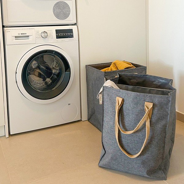 Cesta per il bucato grigia in tessuto 71 l Laundry Hub Tweed duplo – Rolser-image-1