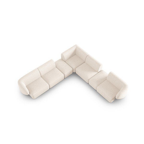 Divano angolare beige con rivestimento in ciniglia Paolo – Milo Casa-image-1