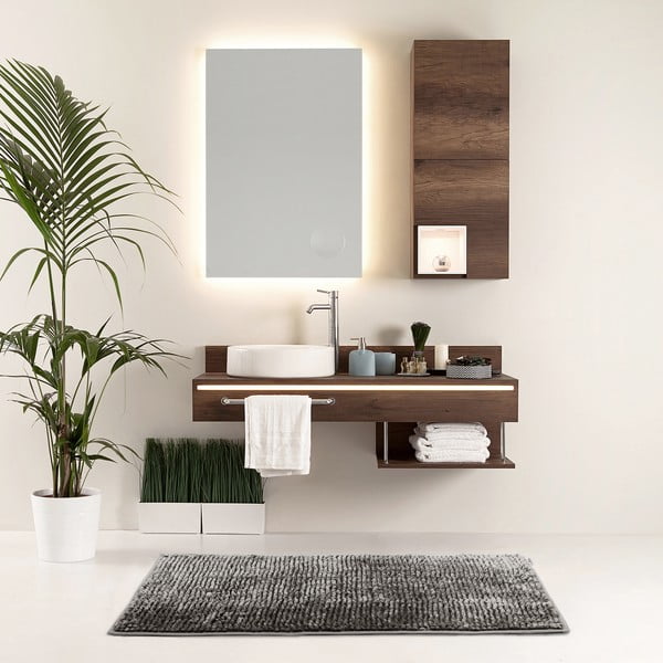 Set di tappetini per il bagno grigio scuro 2 pz per WC 80x50 cm Bati – Restilo-image-1